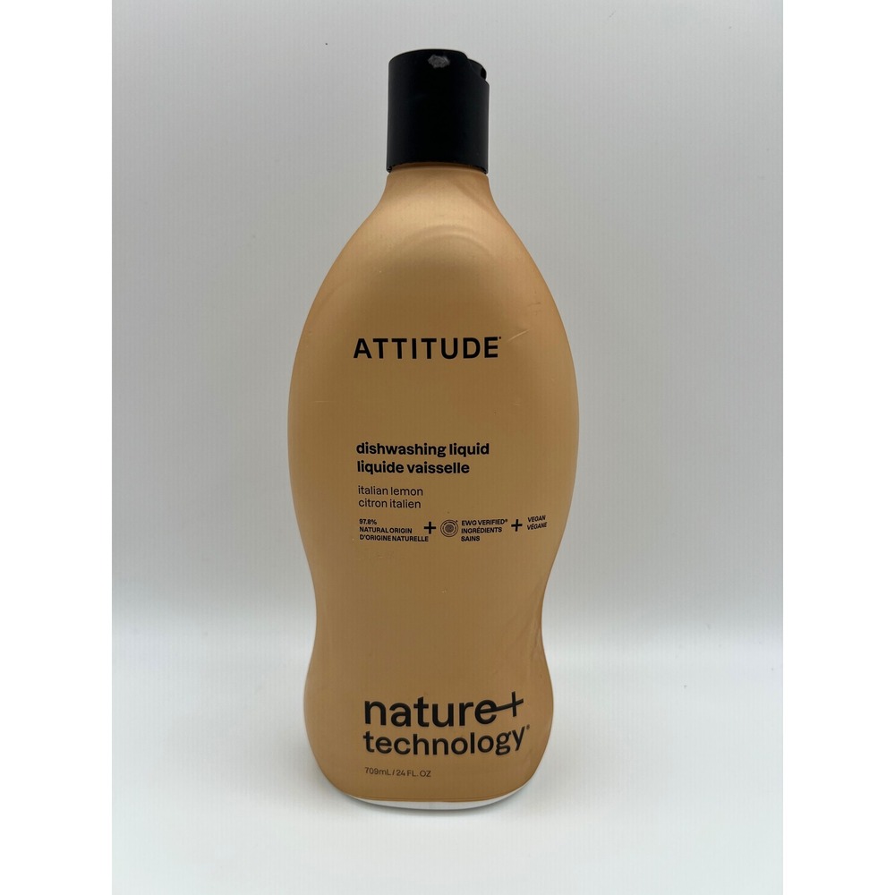 Attitude Nature Technology Dishwashing Liquid Italian Lemon 709mL 24oz EWG Vegan